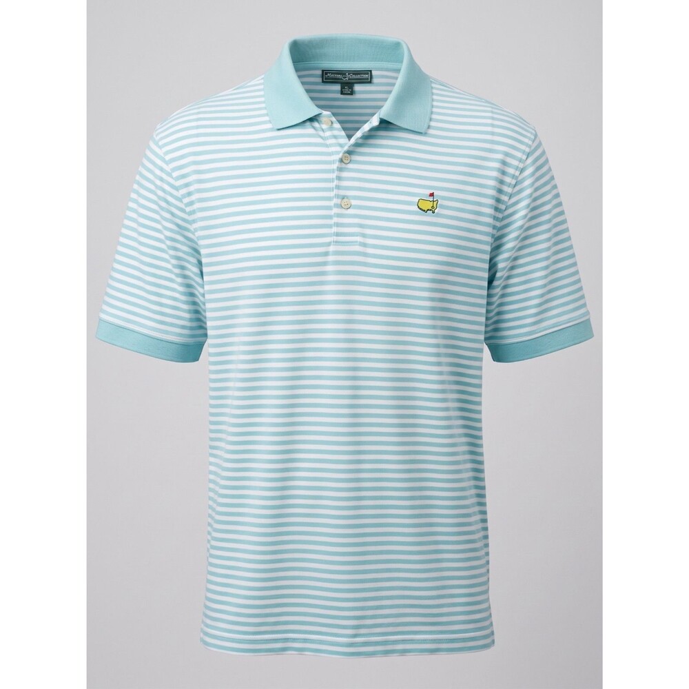 Masters Golf Polo Shirt Mens XL Light Blue Striped 100% Pima Cotton Classic⁠